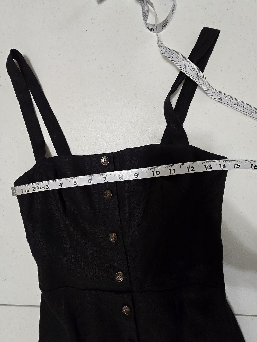 Reformation Folsom Linen Dress Black Button Front Women's 6 Summer Vacation - Picture 6 of 13